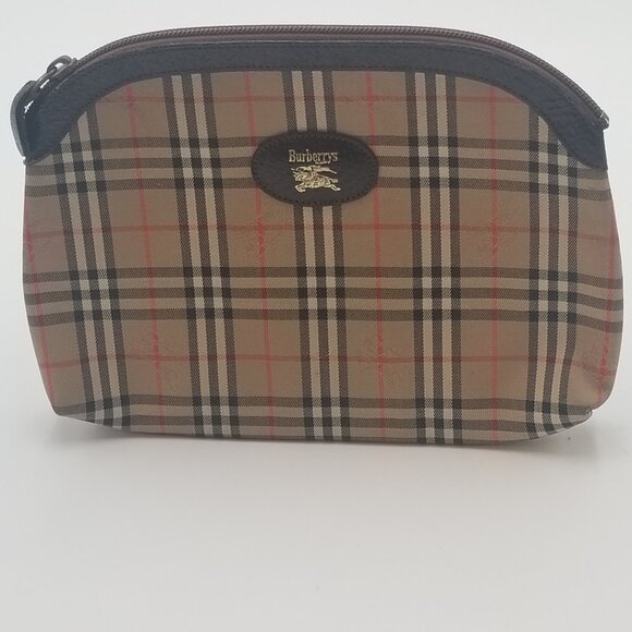 Burberrys Vintage Nova Check Clutch Bag Canvas Black Beige Red - Picture 1 of 10